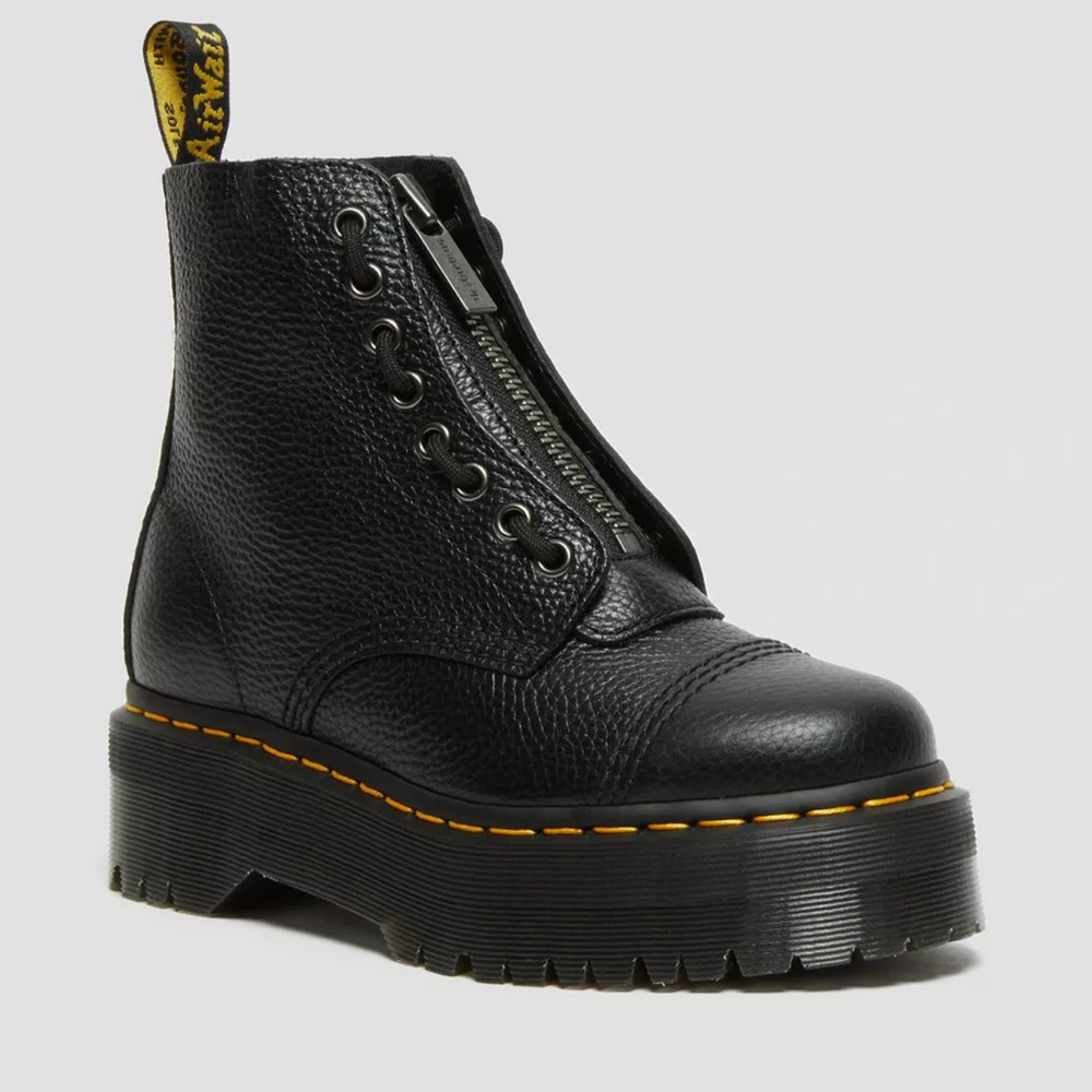 Dr. Martens Sinclair Black Leather Zip Combat Boots